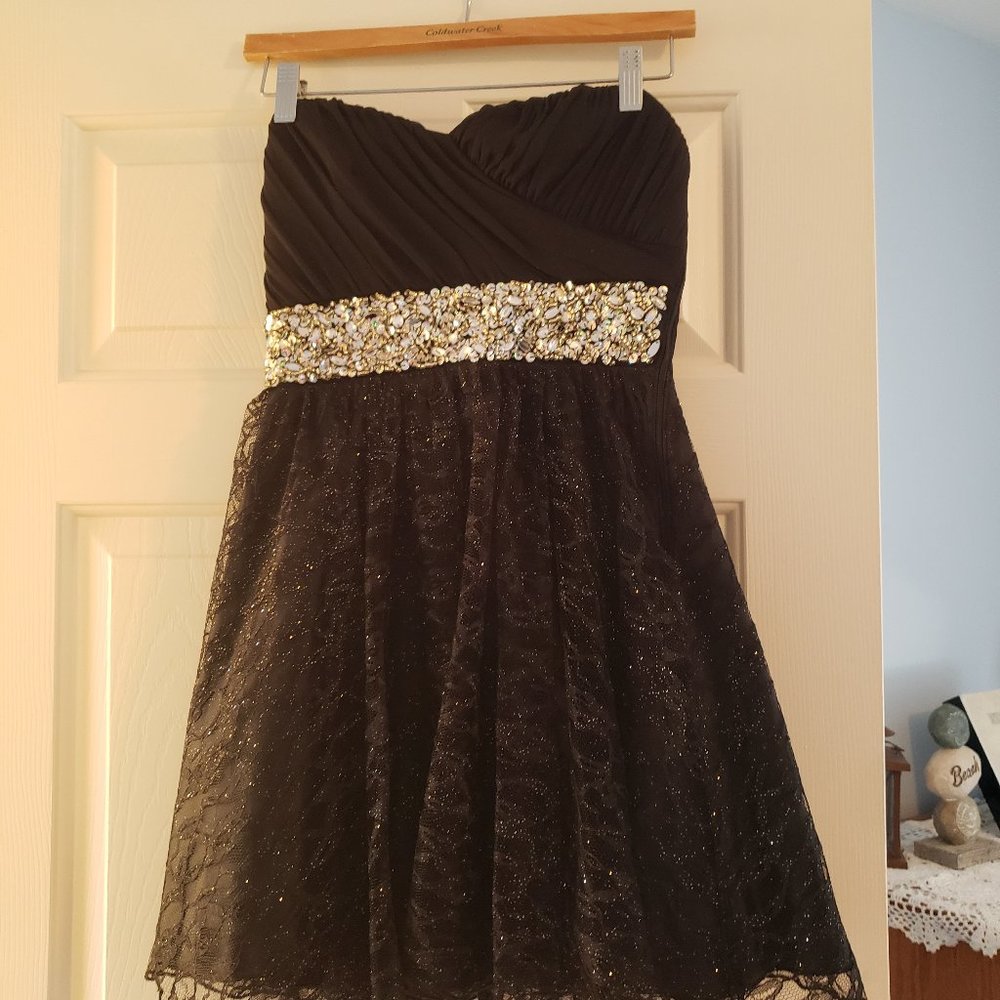 Strapless black with bling dress